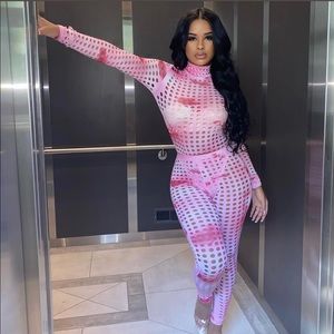 Pink 2 piece set with holes